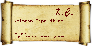Kriston Cipriána névjegykártya